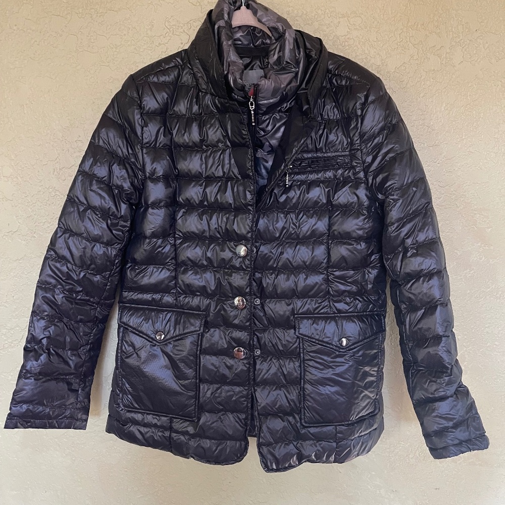 NEW ANORAK Duck Down - double up quilted black in black/black/camo - Size L-NWT